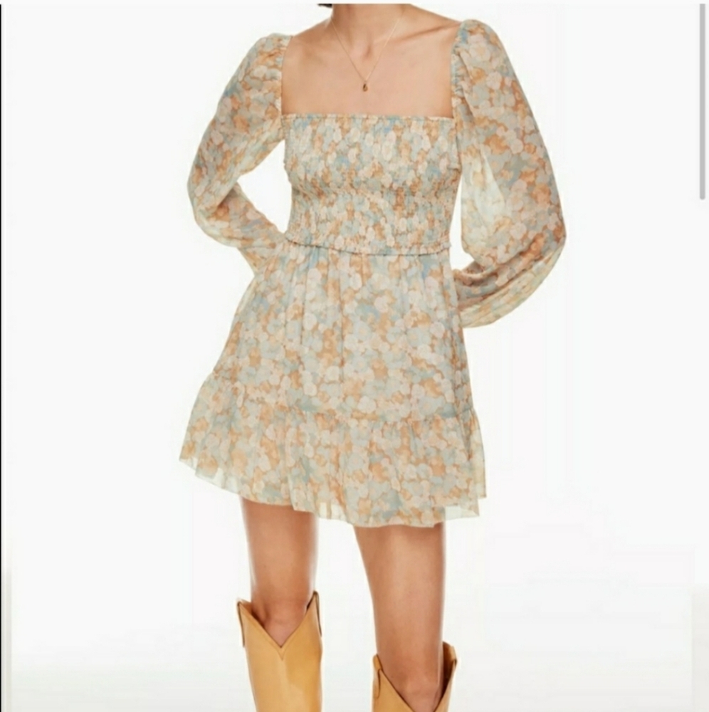 Wilfred Aritzia Mini Tempest Dress Snowmelt Blue & Maplewood